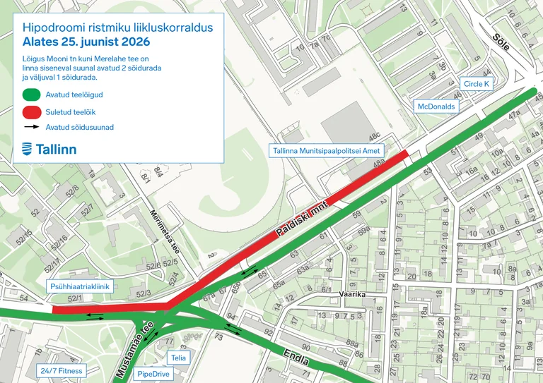 Tallinnas muutub Hipodroomi ristmiku liiklus: what residents need to know